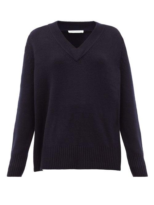 Matchesfashion.com Extreme Cashmere - No.124 Vital Stretch Cashmere V Neck Sweater - Womens - Navy