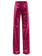 Halpern - Polka-dot Sequinned Wide-leg Trousers - Womens - Pink