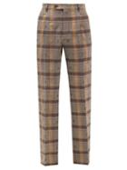 Gucci - Monogram-jacquard Check Wool-twill Suit Trousers - Mens - Brown Multi