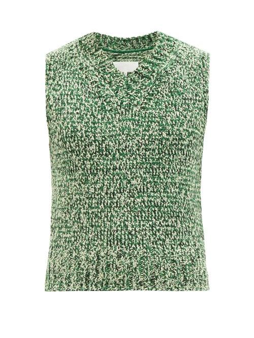 Maison Margiela - Mlange Wool-blend Sweater Vest - Mens - Green Multi