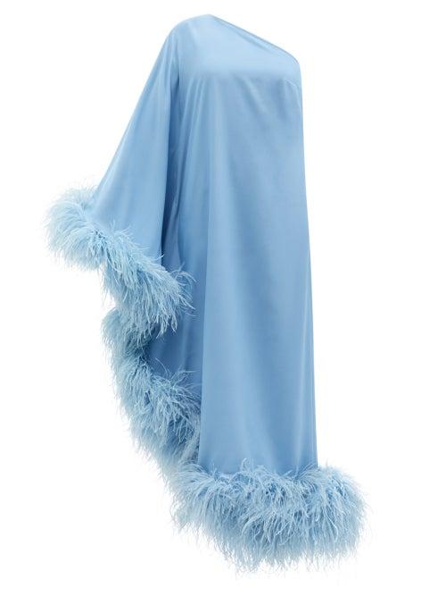 Ladies Rtw Taller Marmo - Ubud One-shoulder Feather-trimmed Dress - Womens - Blue