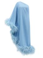 Ladies Rtw Taller Marmo - Ubud One-shoulder Feather-trimmed Dress - Womens - Blue