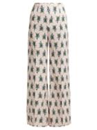 Matchesfashion.com Emilia Wickstead - Hullinie Floral Print Crepe Trousers - Womens - Blue Print