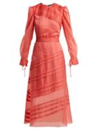 Matchesfashion.com Anna October - Pintuck Long Sleeved Midi Dress - Womens - Red