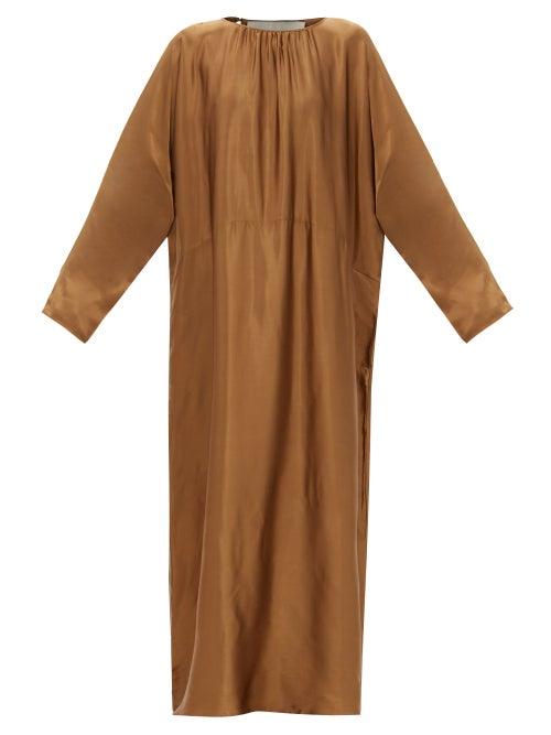 Asceno - Rhodes Bamboo-satin Maxi Dress - Womens - Gold