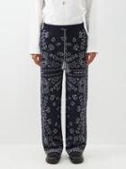 Alanui - Bandana-jacquard Knit Track Pants - Mens - Navy