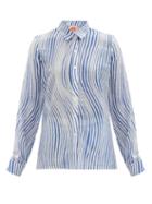 Matchesfashion.com Le Sirenuse, Positano - Penny Wind-print Cotton Shirt - Womens - Blue Print