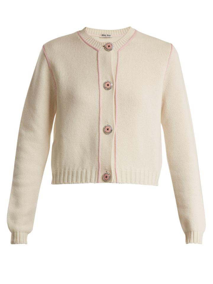 Miu Miu Embellished-button Cashmere Cardigan