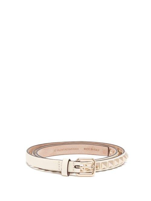 Matchesfashion.com Valentino - Rockstud Leather Belt - Womens - Ivory