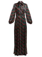 Matchesfashion.com Raquel Diniz - Armonia Leopard Print Silk Satin Dress - Womens - Green Print