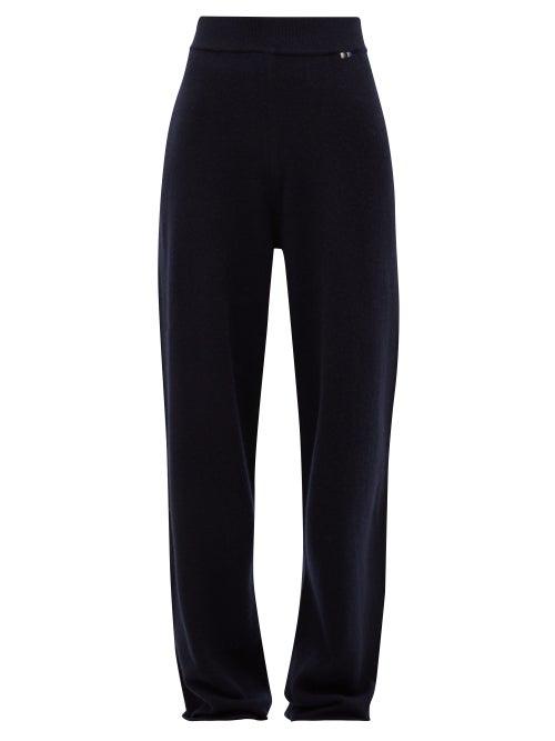 Matchesfashion.com Extreme Cashmere - No. 104 Wide Leg Cashmere Blend Track Pants - Womens - Navy