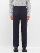 Martine Rose - Sports-cuff Checked Wool Tailored Trousers - Mens - Navy Check