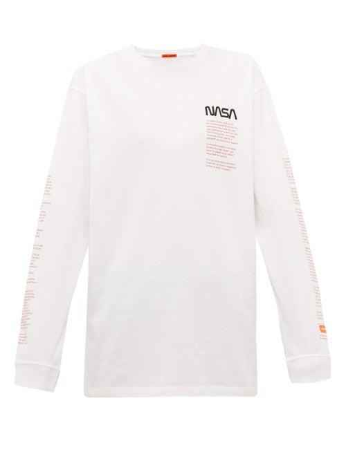 Matchesfashion.com Heron Preston - Nasa Embroidered Long Sleeve Cotton T Shirt - Mens - White Multi