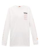 Matchesfashion.com Heron Preston - Nasa Embroidered Long Sleeve Cotton T Shirt - Mens - White Multi