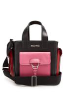 Miu Miu Contrast Pockets Leather Tote Bag