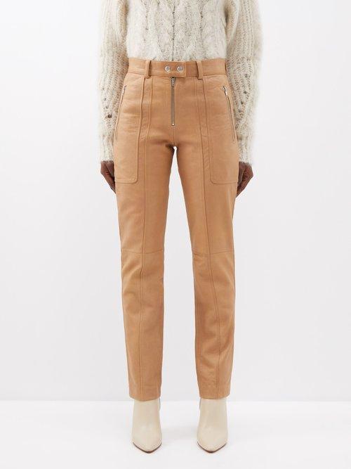 Isabel Marant - Anazia Slim-leg Leather Trousers - Womens - Tan