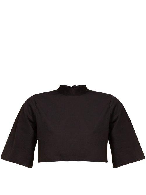 Matchesfashion.com Rhode Resort - Audrey Cropped Cotton Top - Womens - Black