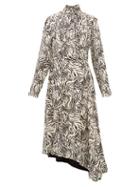 Matchesfashion.com Proenza Schouler - Backless Zebra Print Crepe Midi Dress - Womens - Ivory Multi