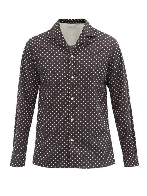 Matchesfashion.com Officine Gnrale - Dario Polka-dot Cotton-poplin Shirt - Mens - Black White
