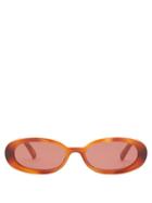 Le Specs - Outta Love Oval Tortoiseshell-acetate Sunglasses - Womens - Brown