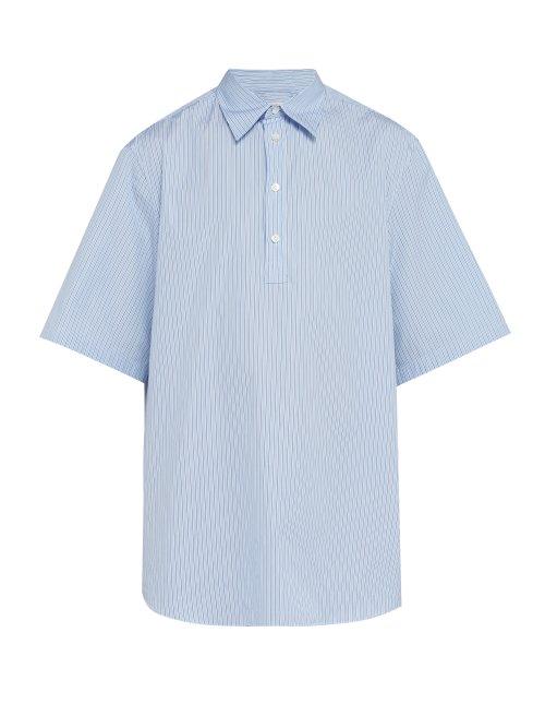 Matchesfashion.com Valentino - Oversized Striped Cotton Shirt - Mens - Light Blue