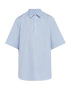 Matchesfashion.com Valentino - Oversized Striped Cotton Shirt - Mens - Light Blue