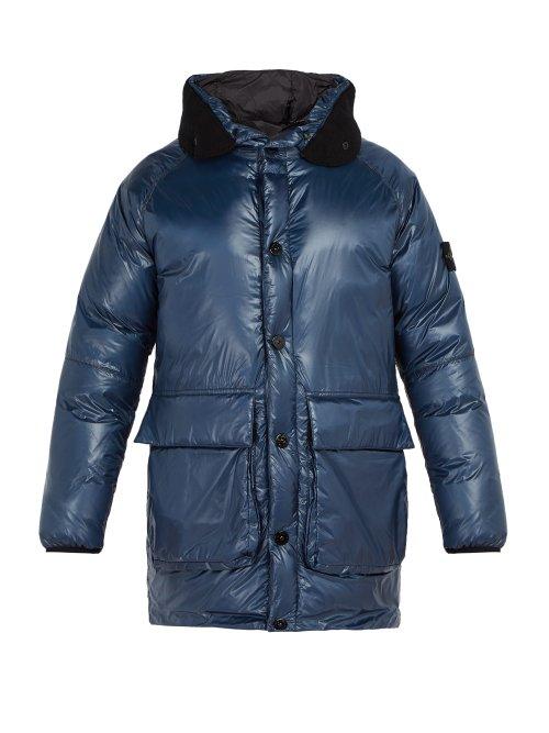 Matchesfashion.com Stone Island - Down Filled Nylon Hooded Coat - Mens - Navy
