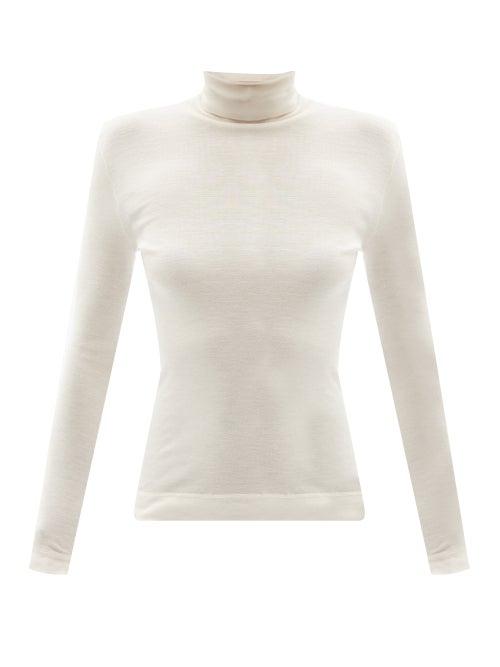 Hanro - Roll-neck Silk-blend Top - Womens - Cream
