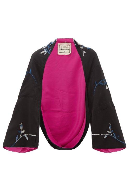 Matchesfashion.com By Walid - Fatma Embroidered Chinese Silk Kimono - Womens - Black