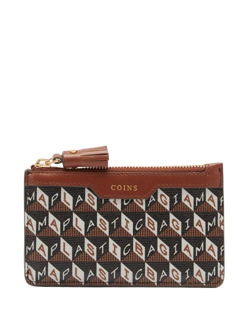 Matchesfashion.com Anya Hindmarch - I Am A Plastic Bag Zipped Canvas Cardholder - Womens - Tan Multi