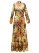 Matchesfashion.com Gucci - Floral Print Cotton Muslin Dress - Womens - Brown Multi