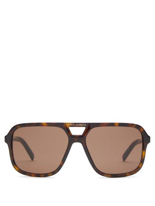 Matchesfashion.com Dolce & Gabbana - Angel Square Frame Acetate Sunglasses - Mens - Tortoiseshell