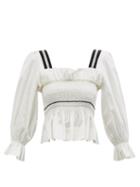 Ladies Rtw Lug Von Siga - Elisa Puffed-sleeve Smocked Cotton Top - Womens - White