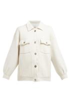 Matchesfashion.com Barrie - Oversized Knitted Cashmere Blend Jacket - Womens - Ivory