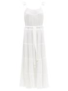 Matchesfashion.com Melissa Odabash - Tasselled-strap Belted Crinkle-cotton Dress - Womens - White