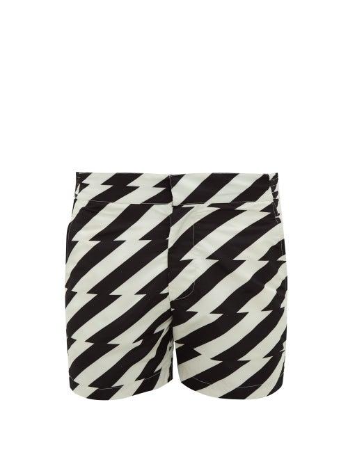 Matchesfashion.com Frescobol Carioca - Pepe Zigzag Print Technical Swim Shorts - Mens - Black