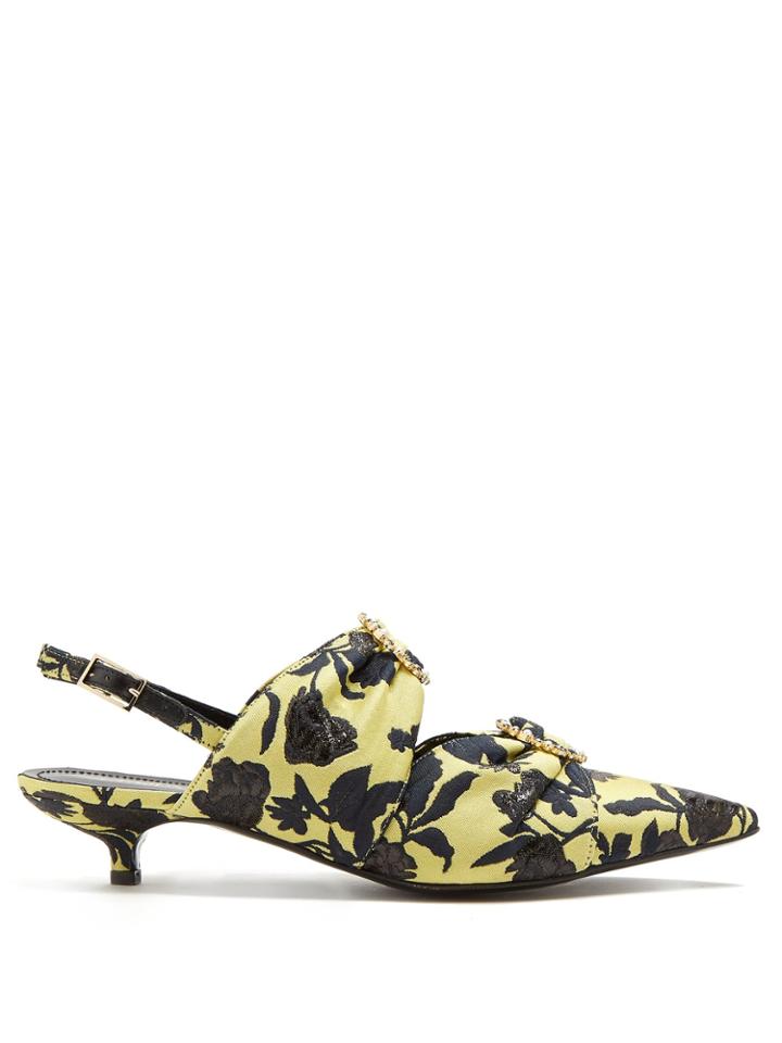 Erdem Chelsea Slingback Point-toe Brocade Pumps