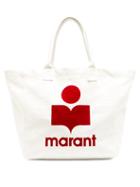 Matchesfashion.com Isabel Marant - Yenky Logo-flocked Cotton-canvas Tote Bag - Womens - White