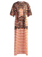 Prada Baroque-print Striped Cotton T-shirt Dress