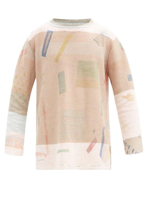 Matchesfashion.com Eckhaus Latta - Abstract-print Raw-edge Sweater - Mens - Multi