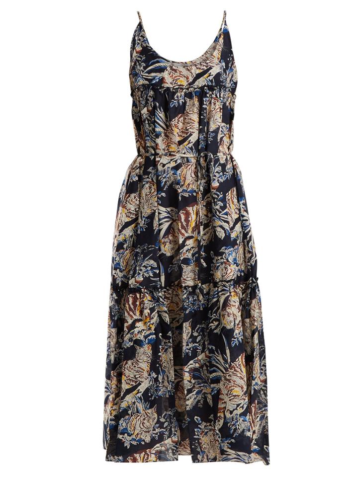 Stella Mccartney Tiered Floral-print Cotton-blend Midi Dress