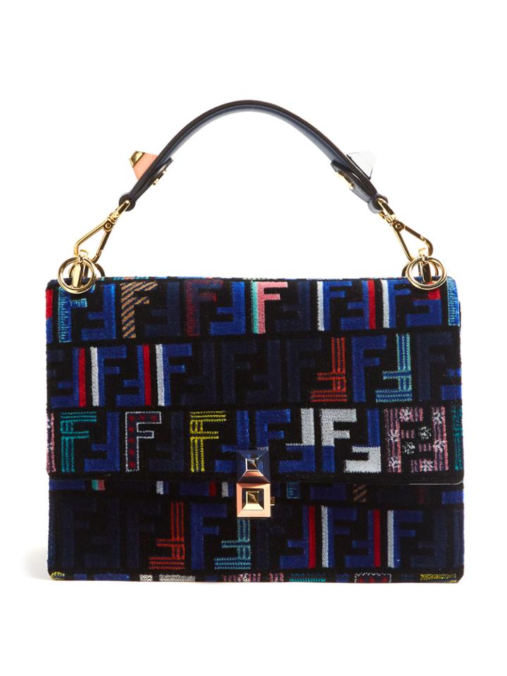 Fendi Kan I Logo-print Velvet Shoulder Bag