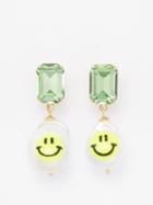 Joolz By Martha Calvo - Be Happy Pearl 14kt Gold-plated Earrings - Womens - Green Multi