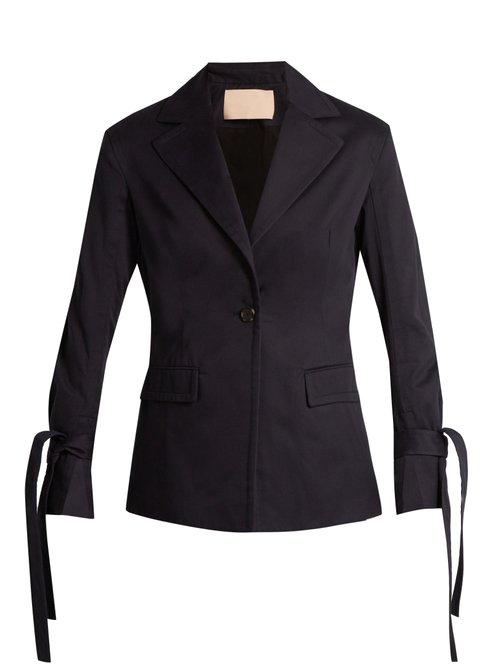 Matchesfashion.com Brock Collection - Jadine Single Breasted Cotton Drill Blazer - Womens - Navy