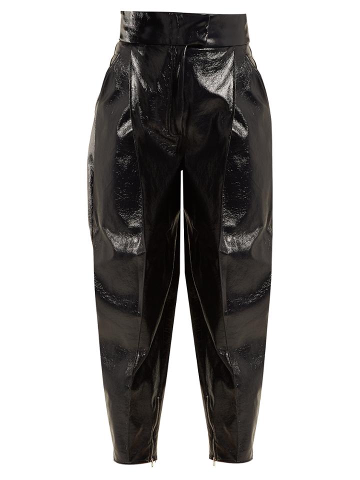 Wanda Nylon High-rise Tapered-leg Coated Trousers