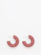 Amina Muaddi - Cameron Mini Crystal-pav Hoop Earrings - Womens - Pink Multi