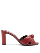 Matchesfashion.com Saint Laurent - Bianca Knotted Leather Mules - Womens - Red
