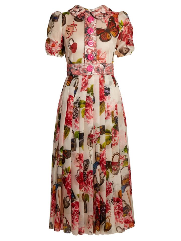 Dolce & Gabbana Butterfly And Padlock-brocade Midi Dress