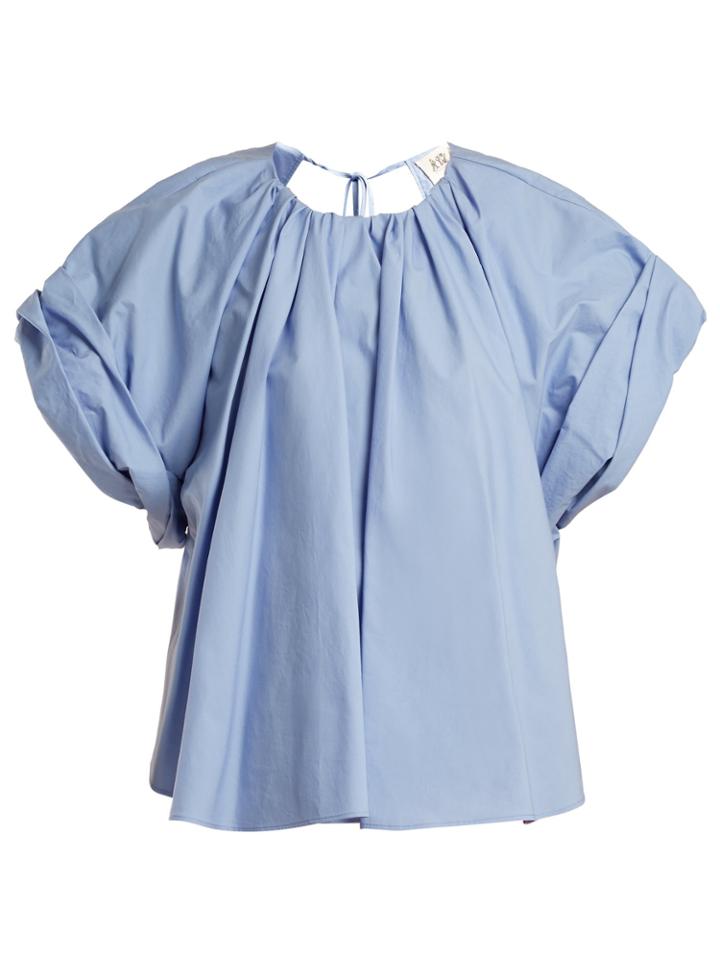 A.w.a.k.e. Round-neck Gathered-detailed Cotton Top