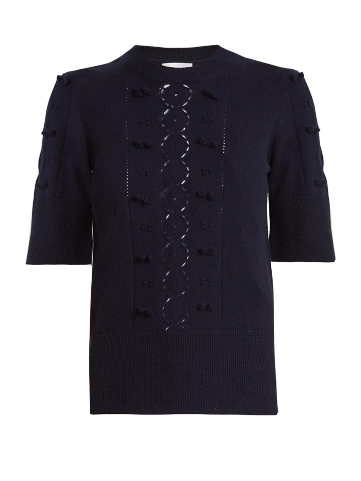 Barrie Fluttering Lace Crew-neck Cashmere Sweater